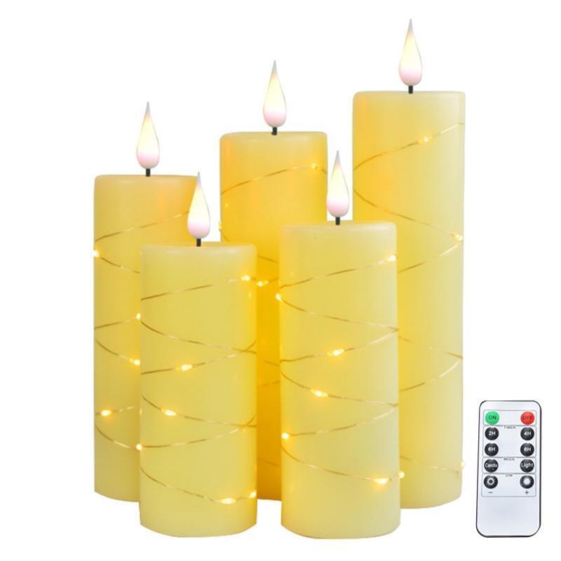 Set of 5 Battery Candles Flameless Candles LED Candle Paraffin Material for Room