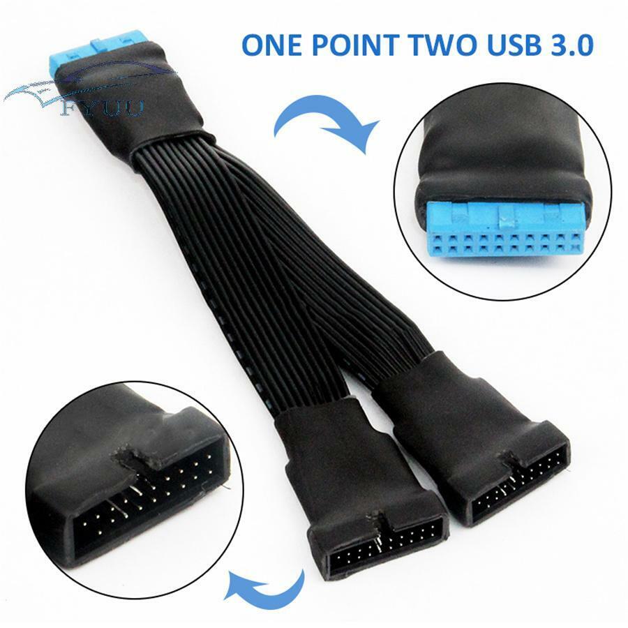 12cm 18AWG 19-Pin to USB 3.0 20-Pin 1 to 2 Motherboard Power Extension Cable New
