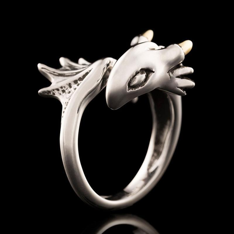 Personality Flying Dragon Open Ring Adjustable Band Ring for Men Women Boy Teen
