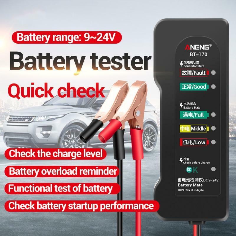 Car Motorcycle Tester Fault Detector Battery Tester Digital Alternator Tester