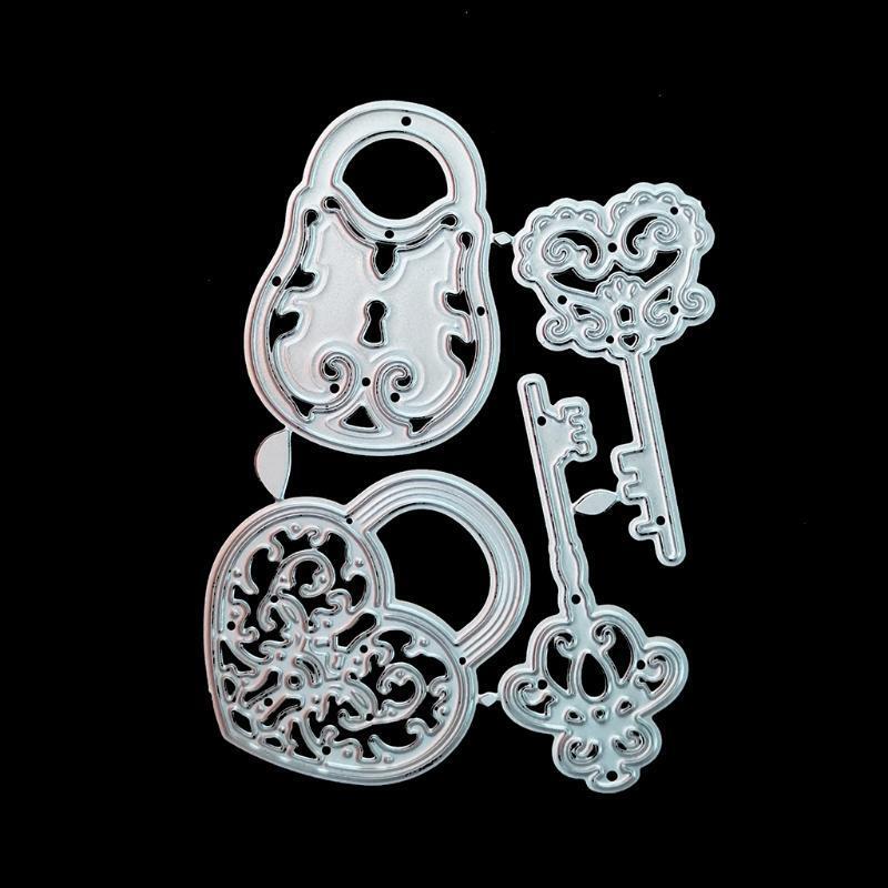 Key Lock Metal Cutting Dies Stencil DIY Scrapbooking Album Paper Card Template