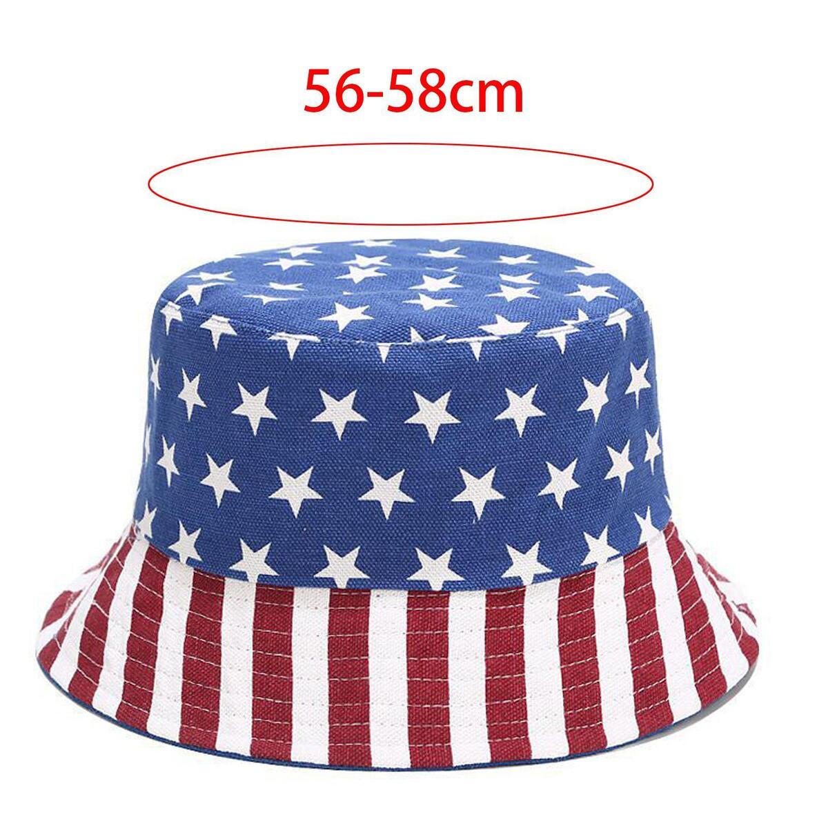 Casual Women Bucket Hat Patriotic 4TH of July Sun Protection for Hiking