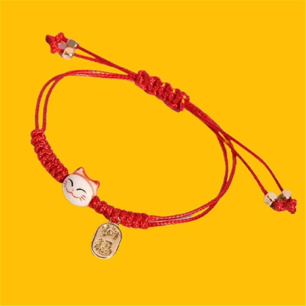 Charm Women Cute Gifts Couple Bangles Colorful Rope Lucky Cat Bracelet Handmade