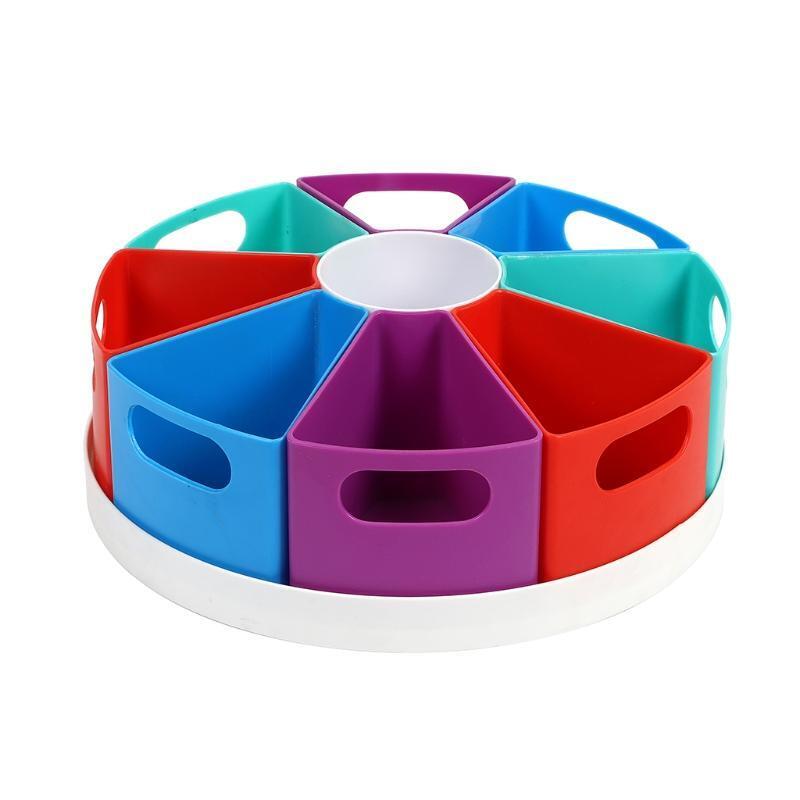 360° Rotating Desktop Organizer with 8 Compartments Spinning Pencil Storage Box