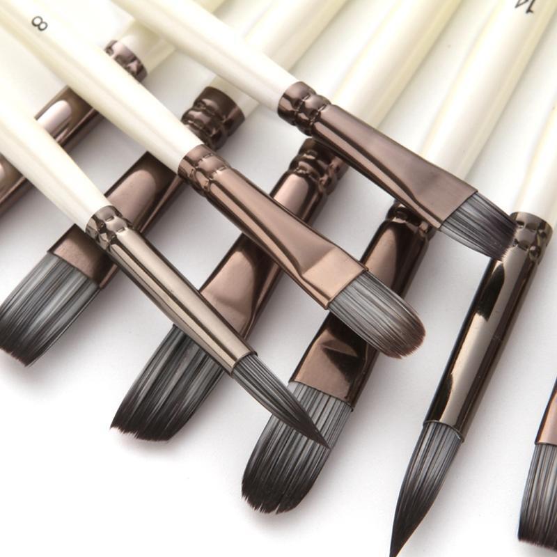24pcs Nylon Hair Wooden Handle Watercolor Paint Brushes Pen Scraper Scrubbing