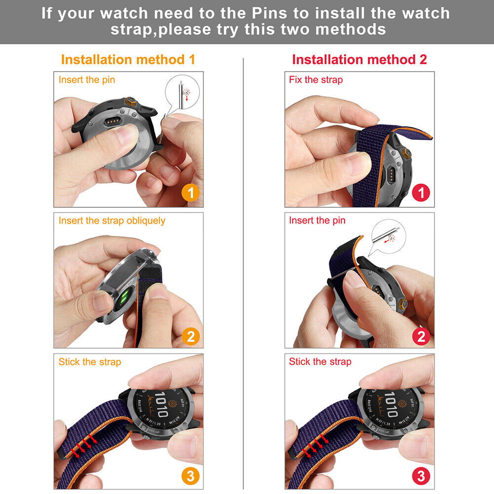 Nylon Loop Strap for Garmin Fenix 7X/6X/5X Plus Watch Band (26mm Dark Blue)
