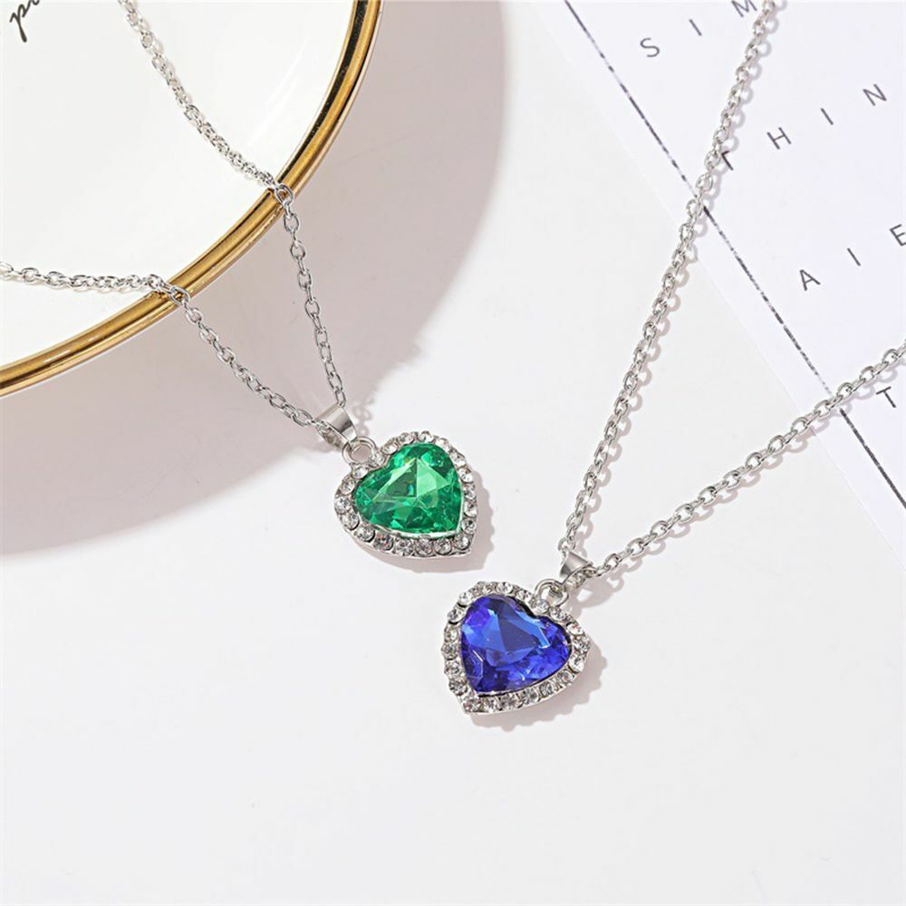 Love Blue Crystal Heart Forever Pendant Women's Necklace Titanic Heart of Ocean