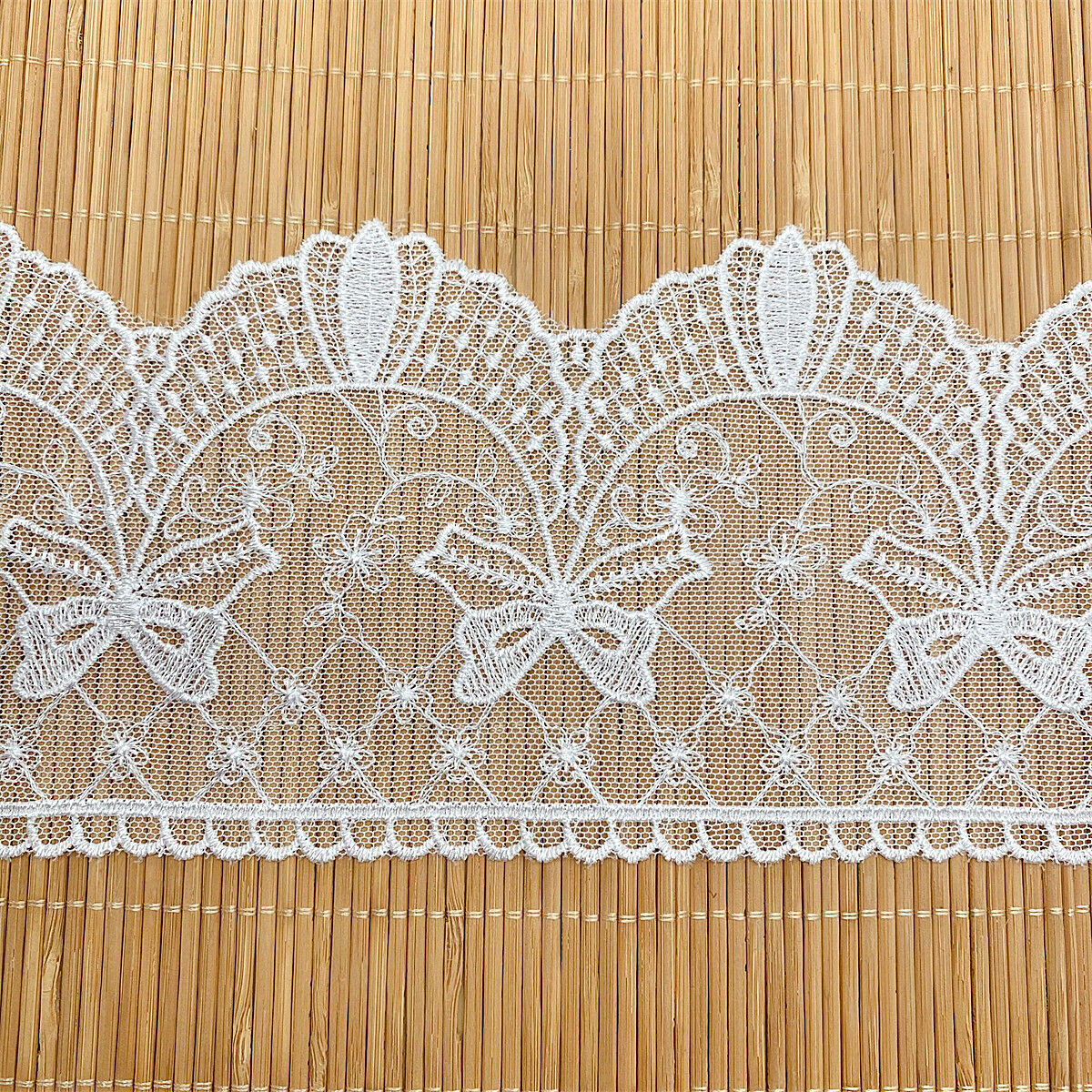 1Yd White Net Yarn Embroidered Lace Trim Ribbon Fabric DIY Sewing Clothing Craft