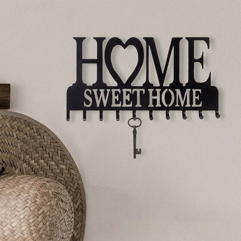 Black Sweet Home Metal Art Household Wall Hook Storage Hanger