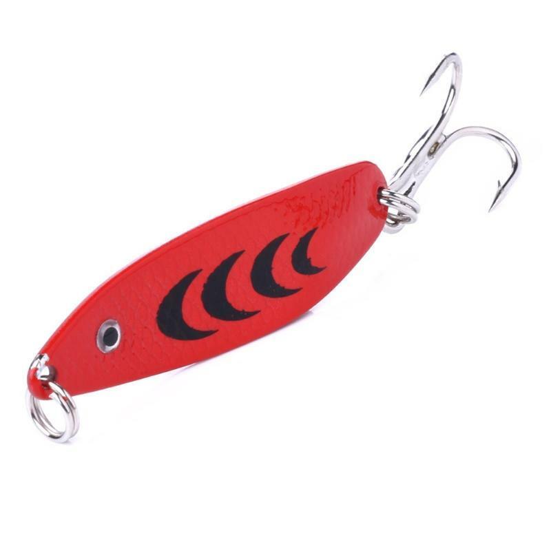 5pcs Colorful Hard Spoon Spinner Fishing Lures Metal Treble Hooks Baits 5cm 7g