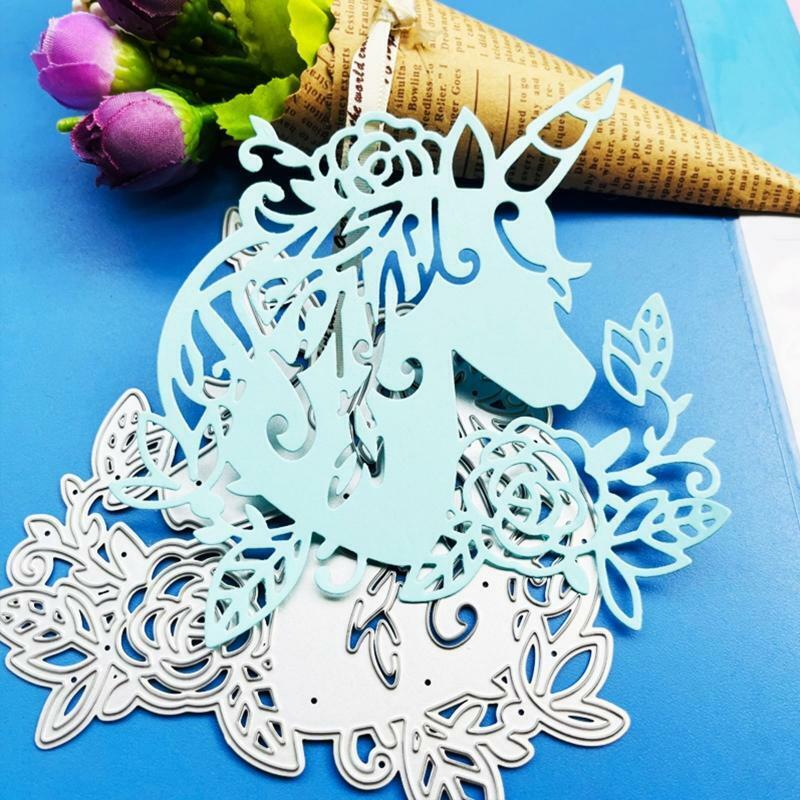 Horse Animal with Flower Leaf Metal Cutting Dies Embossing Stencil DIY Template