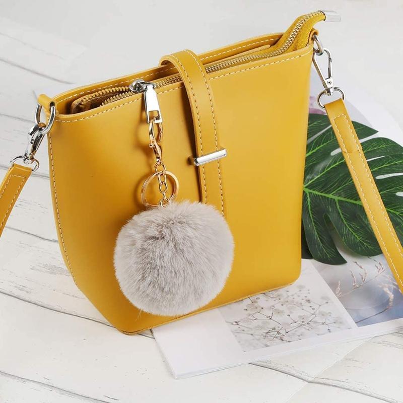 Trinket Fluffy Keychain Pompon Keyring for Bag Purse Charm Gifts for Jewelry Car