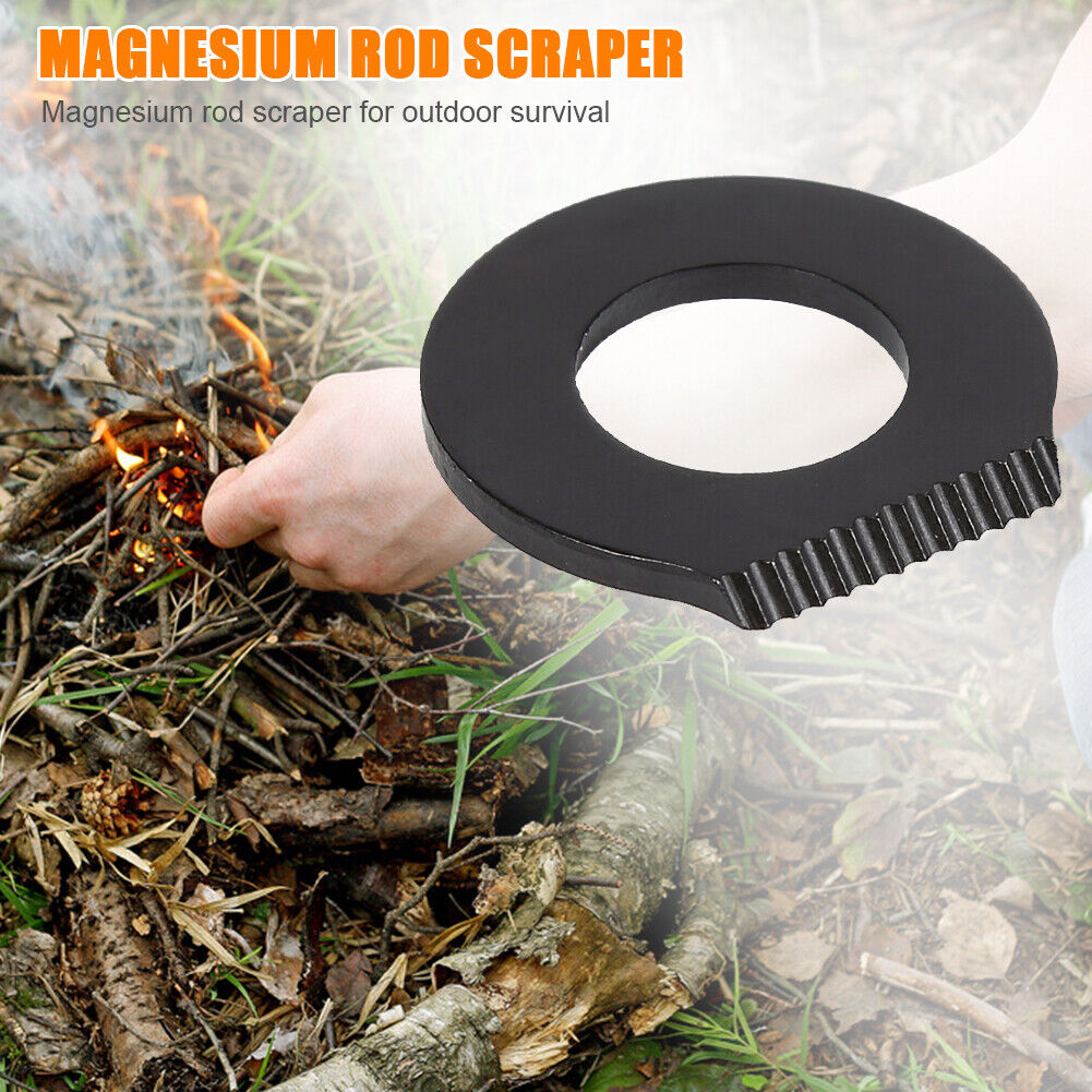Outdoor Scraper Stainless Steel Round Camp Hiking EDC Multi Tool (Black)