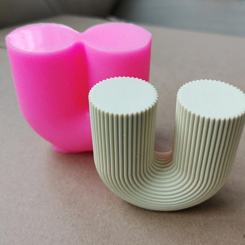 Candle Silicone Mold Geometric U Shaped Striped Candle Making Mold DIY Craft