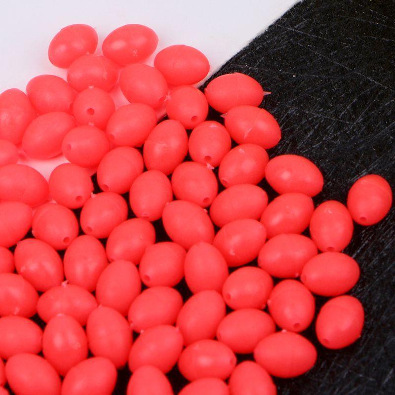 100Pcs Oval Luminous Fishing Lures Fishing Beads Sea Hard Floating Float Tackles