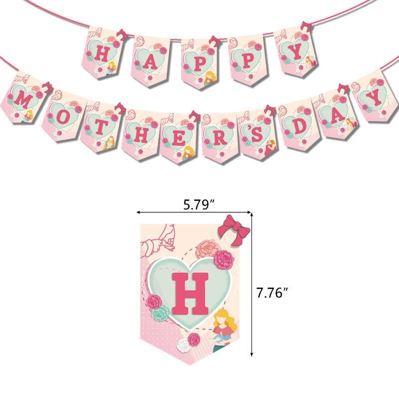 Happy Mother's Day Banner Theme Latex Balloon Heart Shape Cake Topper Kit