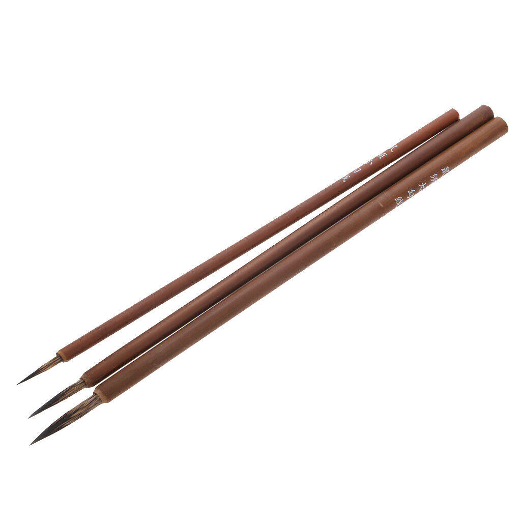 3 Pcs Rat Whisker Brushes Set Chinese Painting or Sumi Brushes L/M/