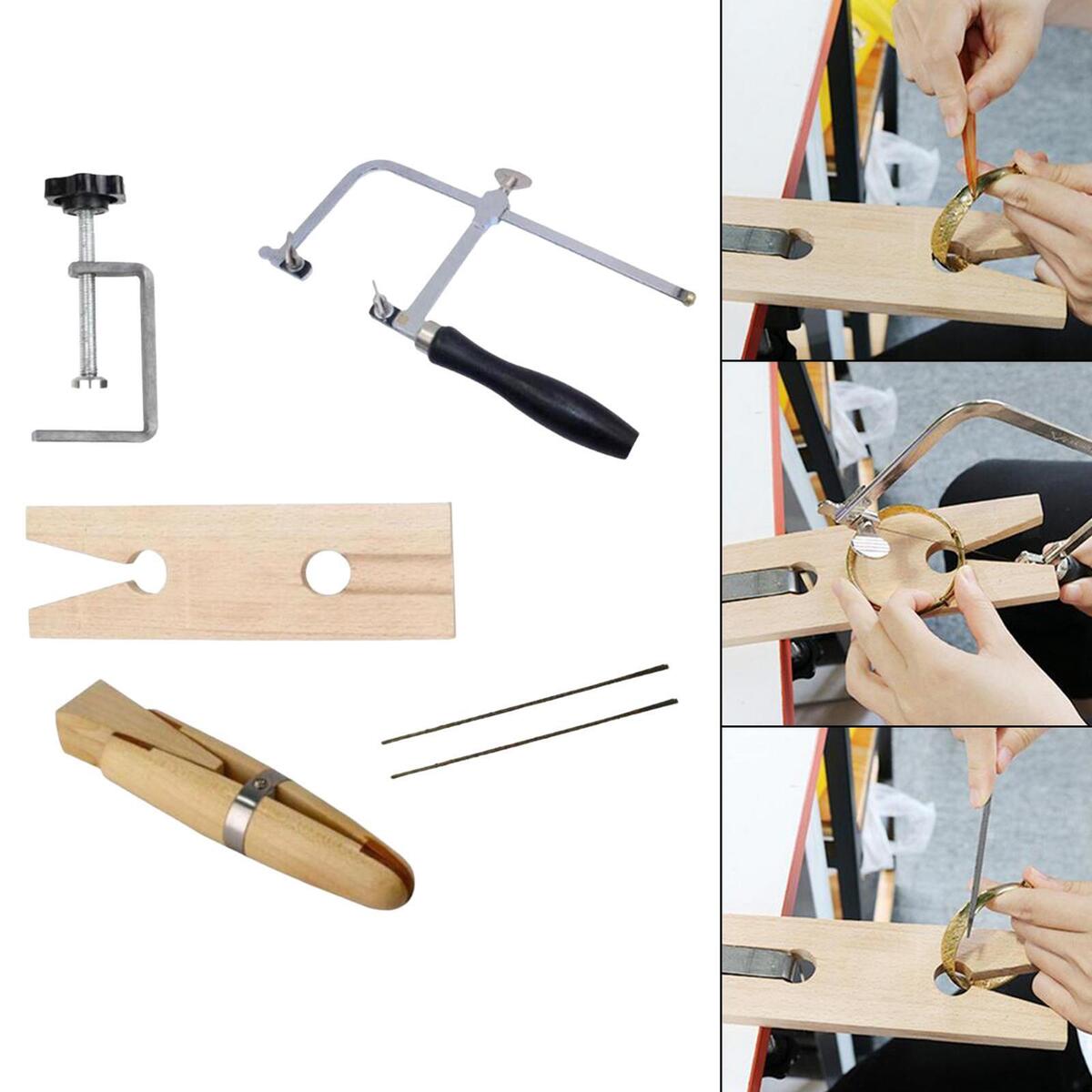 Professional Jewelry Making Tool Kit Bench Pin Ring Clamp Tools Set Blades