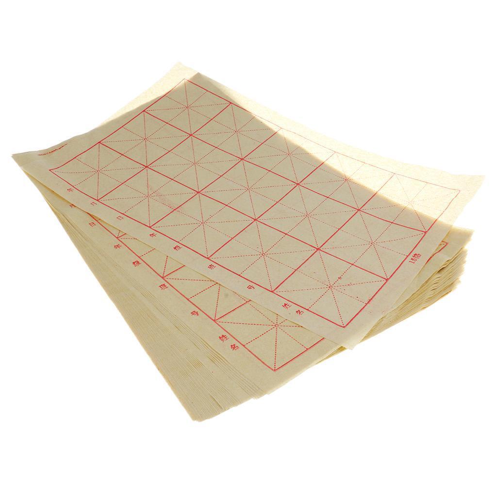 1 Pack Chinese Half-ripe Rice Paper Grid Xuan Paper Brush Writing Practice M