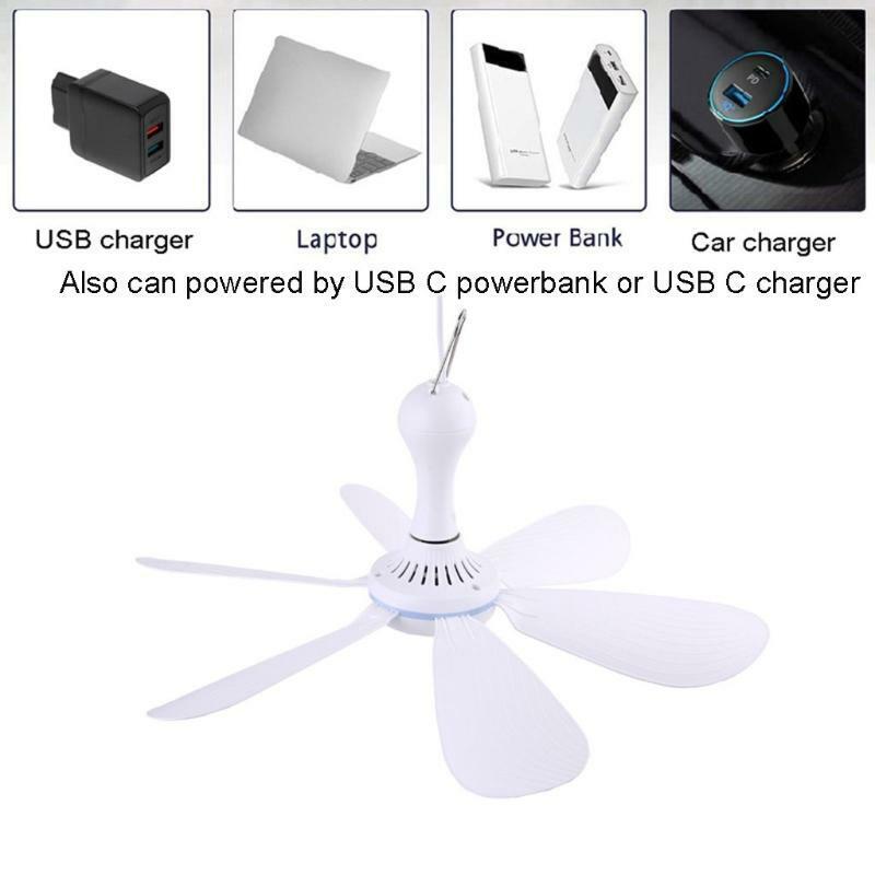 1.7m Cable 5V Type C Ceiling Canopy Fan Hanging Camping Tent Fan for Bedroom