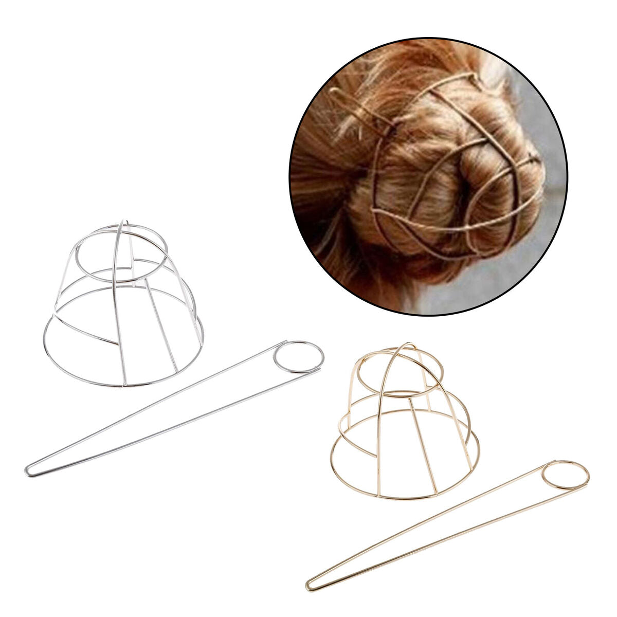 2Pcs Chic  Bun Holder  Slide Clip pin stick the  Accessories