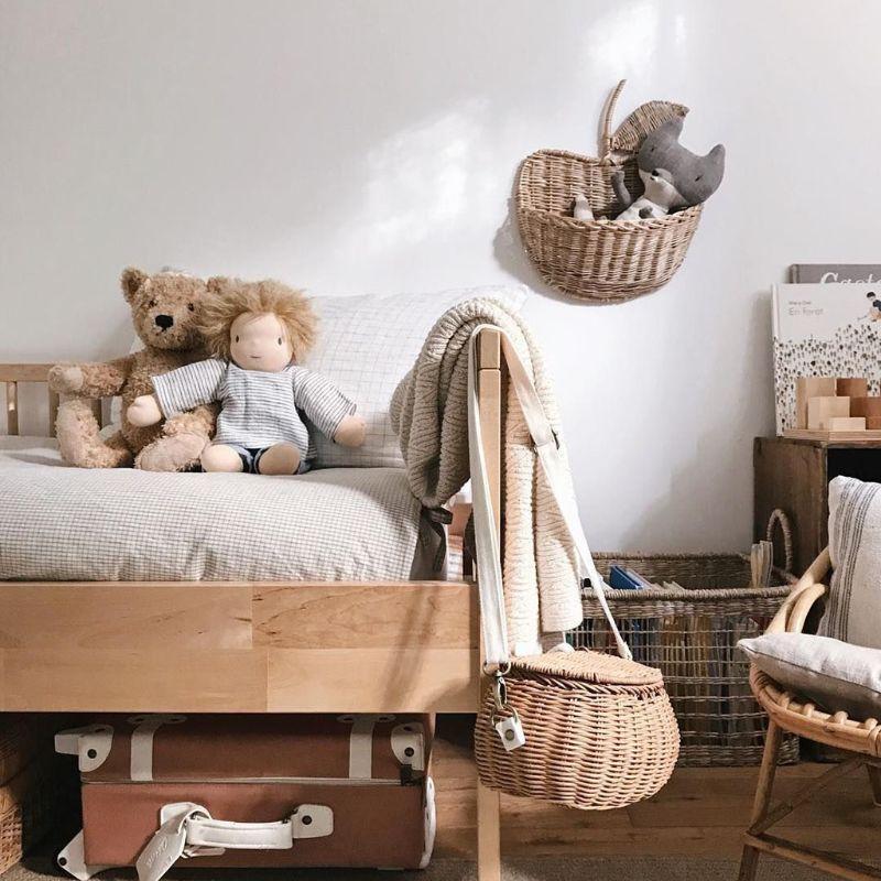 Hanging Clothing Home Decor Cute Hand Woven Fruit Shape Rattan Basket Organizer