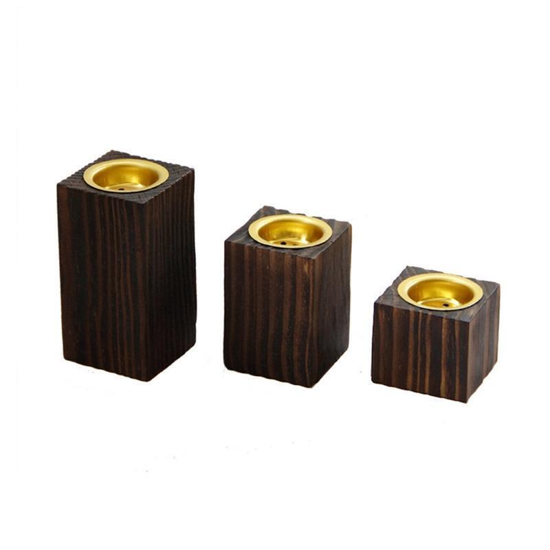 3Pcs Wooden Square Incense Burner Holder Cup Ash Catcher Yoga Aroma Stove Censer