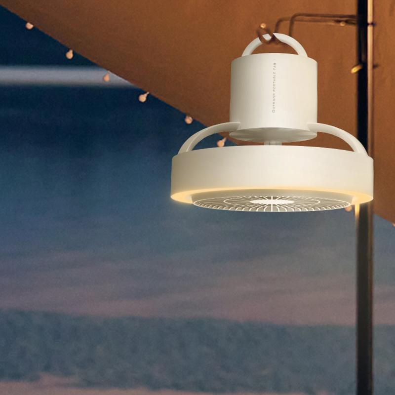 Portable 7inch USB Type-C Camping Fan with LED Lamp 4000mAh for Desk Library