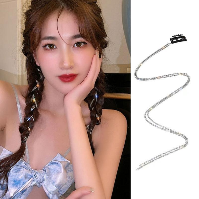 Multi Strand Crystal Tassel Chains Hair Extension Chain Hip-pop Hair Accessories
