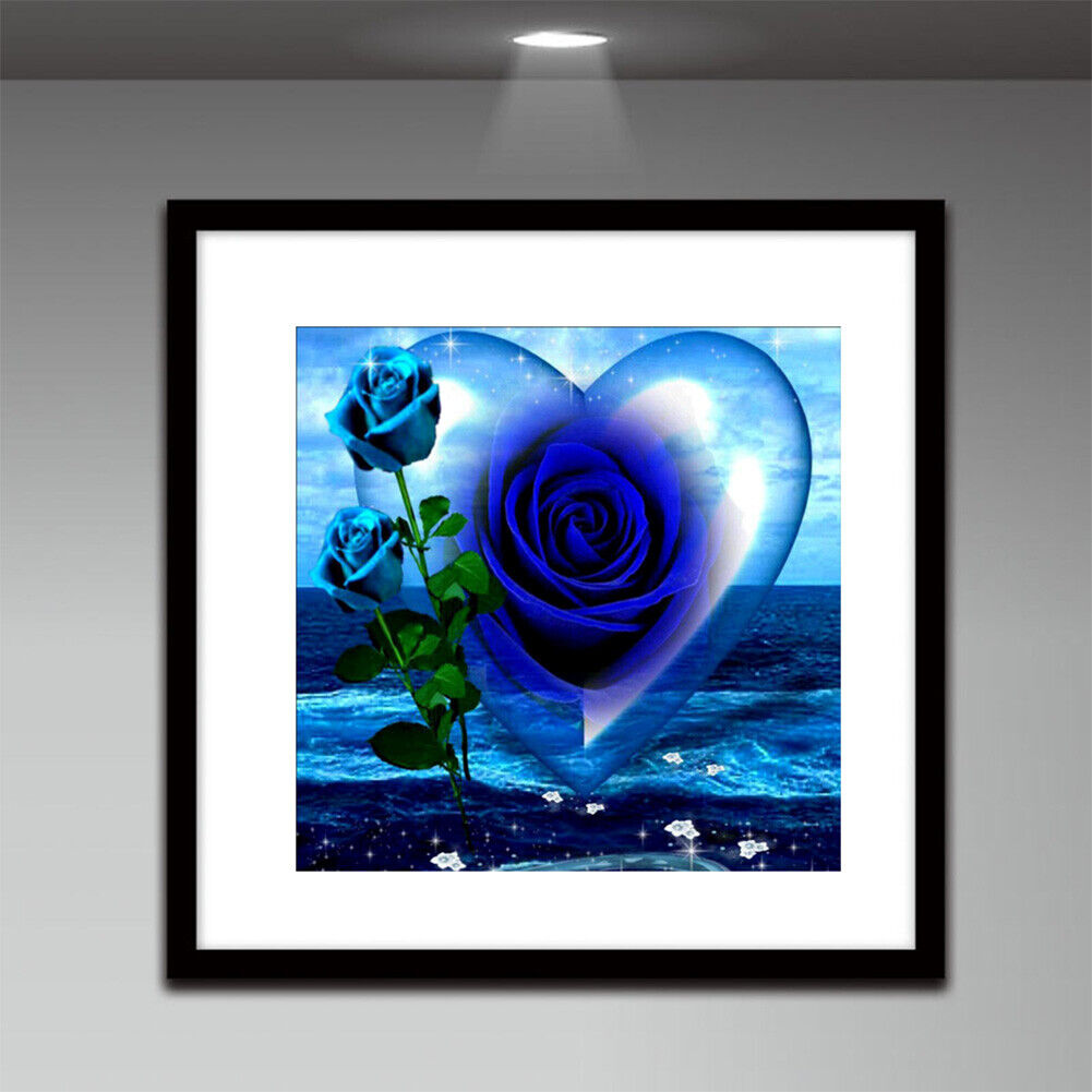 Blue Rose Heart 5D Diamond Painting Embroidery DIY Cross Stitch Home Decor