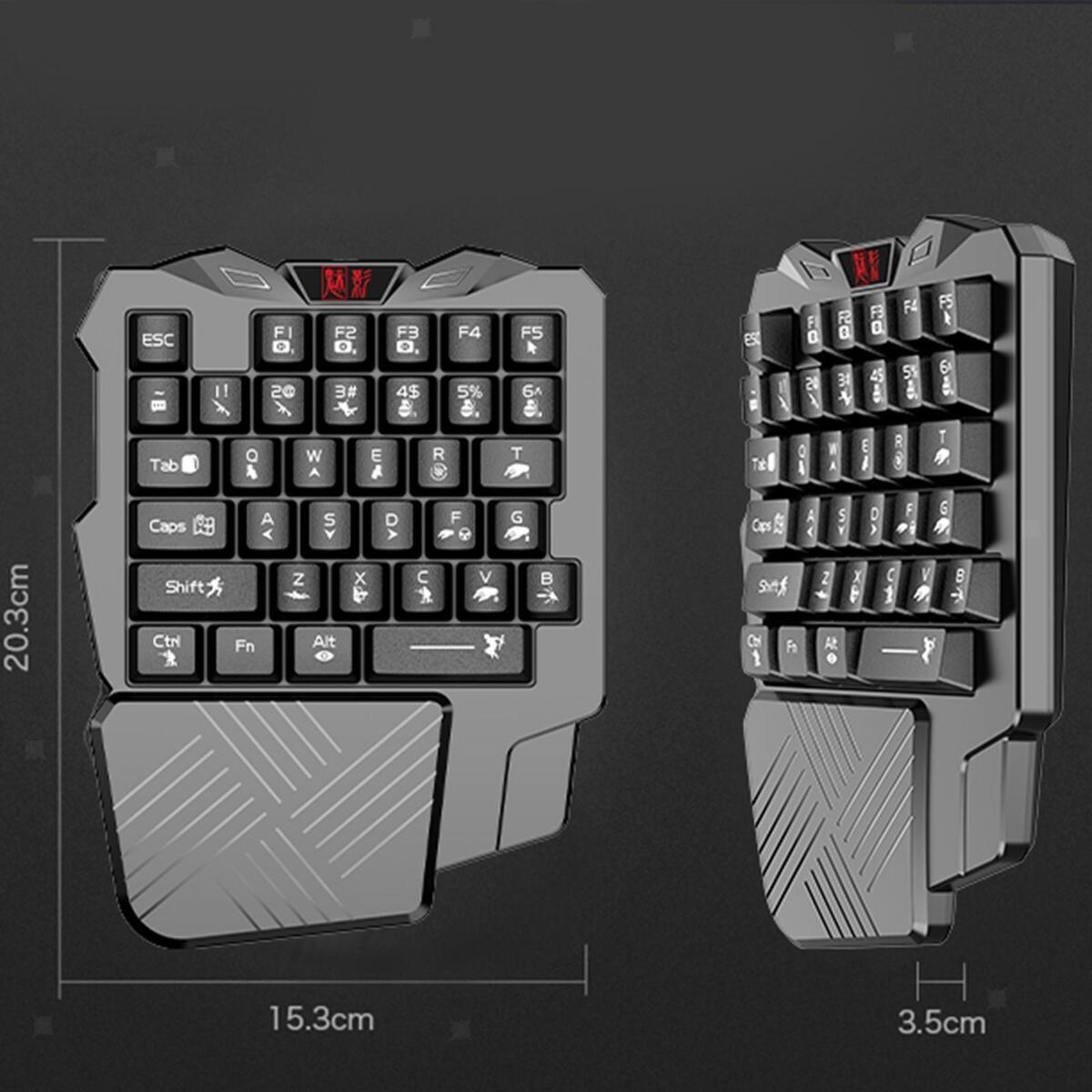 One Handed Gaming Keyboard 35 Keys Portable with Wrist Support for Game