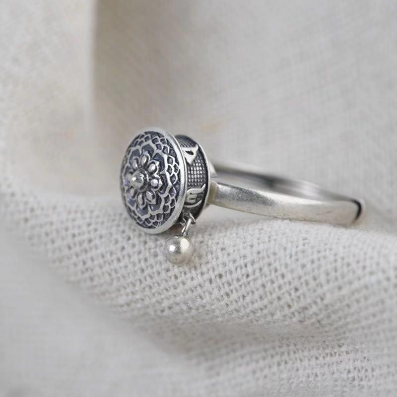 2Pcs Lotus Mantra Ring Finger Ring Tibetan Healing Ring Meditation Ring Jewelry