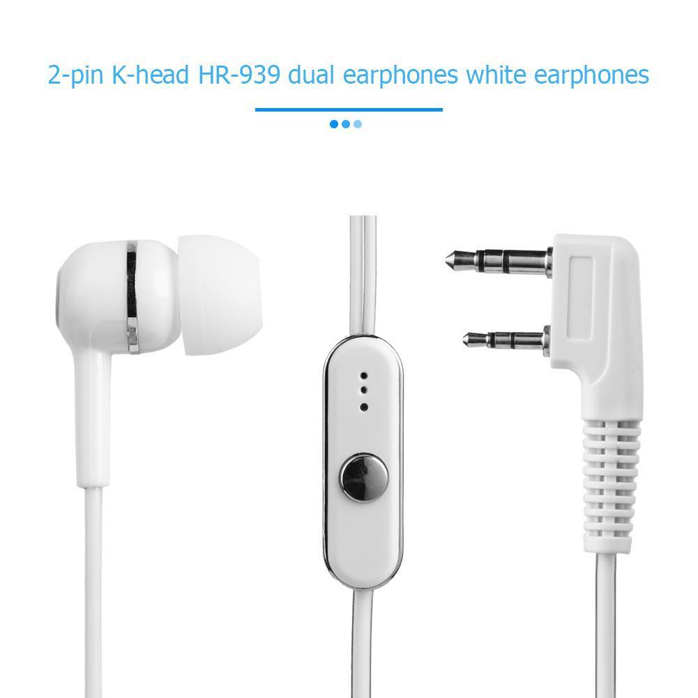 2Pin Dual Earphone Earpiece Mic PTT for BAOFENG KENWOOD Radio Walkie Talkie