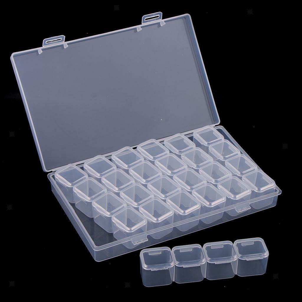 3pcs 28-Grid Clear Plastic Jewelry   Container Organizer