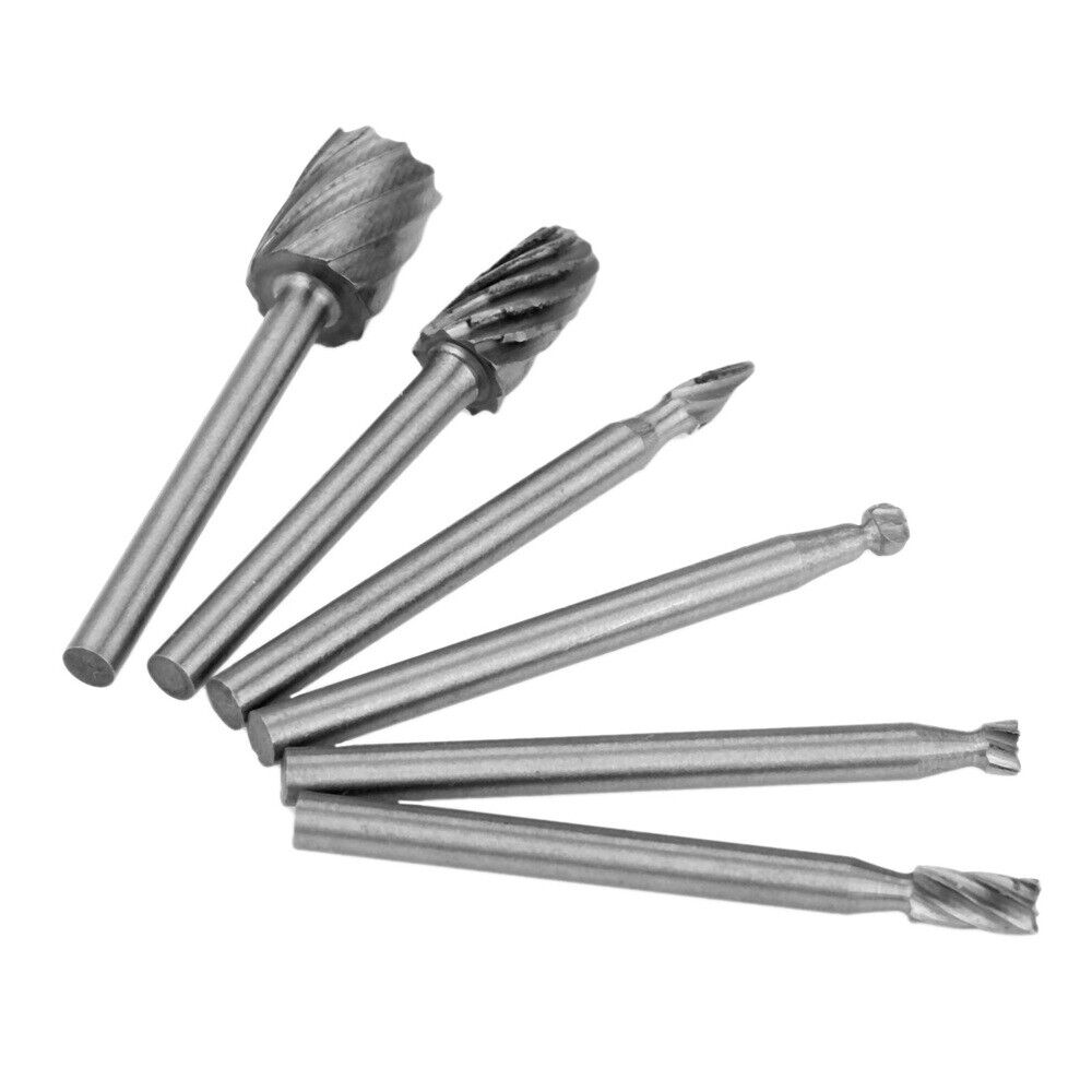 Engraving Wood Cutter Rotary Burr Routing Router Bits Files Carving Tool 6pcs