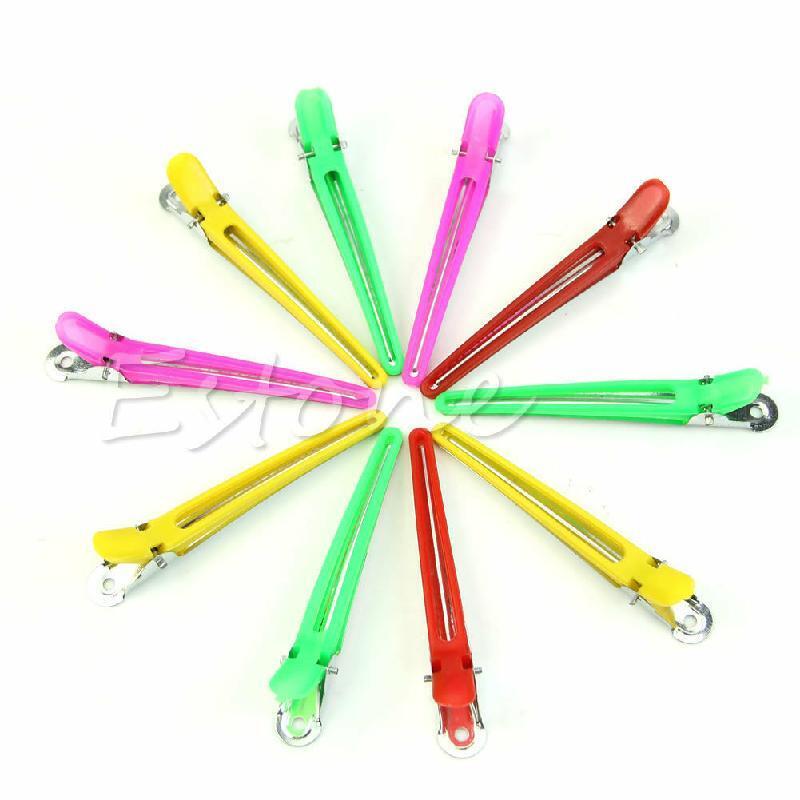New 10 Pcs Colorful Hairdressing Sectioning Clips Clamps Hair Salon Styling Grip