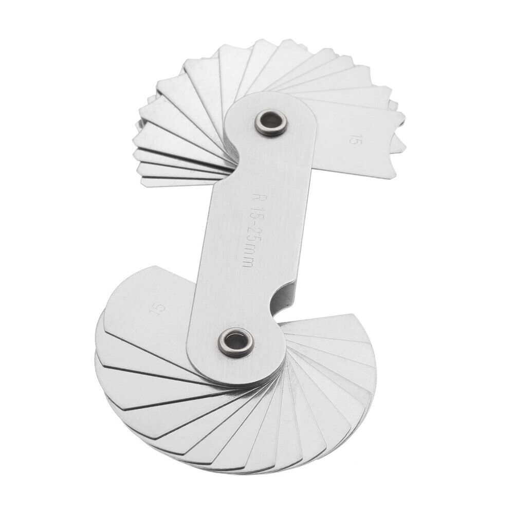 R15-25mm Radius Gauge Gage 32 Blades Metalworking Measuring Tool Stainless Steel