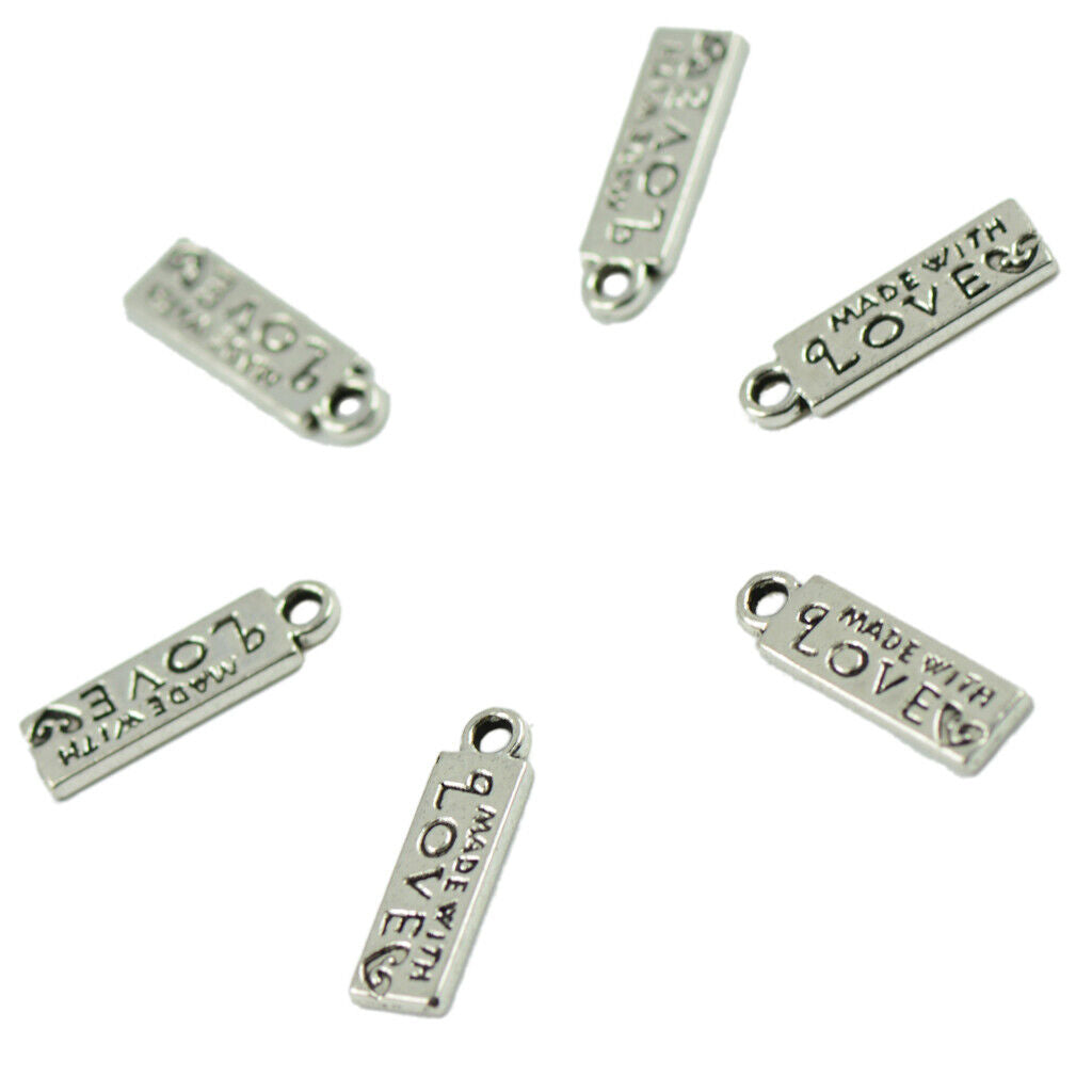 100 Piece Tibetan    Heart Rectangle Heart Charms Pendant