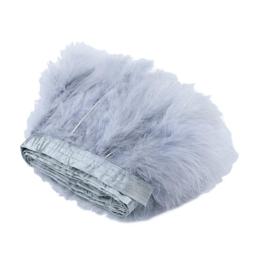 2m Turkey Feather Fringe Trims Lace Ribbon Sewing Decoration gray 2PCS