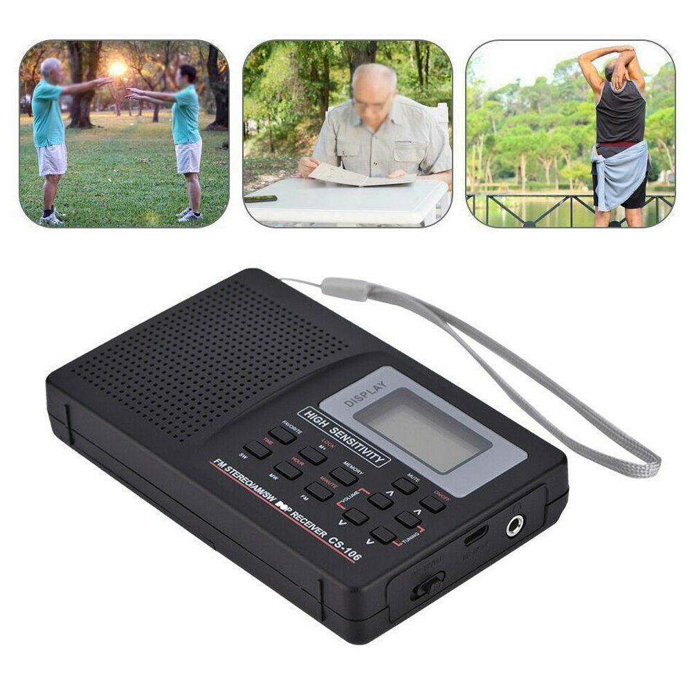 AM FM SW MW LW Digital Display MultiBand Pocket World Radio Alarm Clock Gift