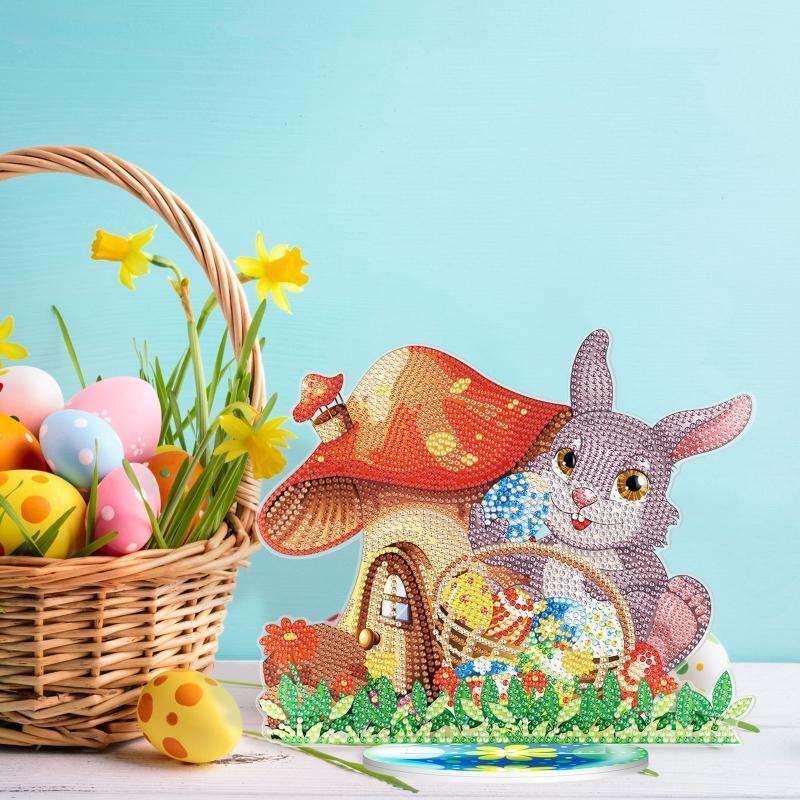Easter Bunny Mushroom 5D Diamond Art Painting Ornaments DIY Desktop Decoration