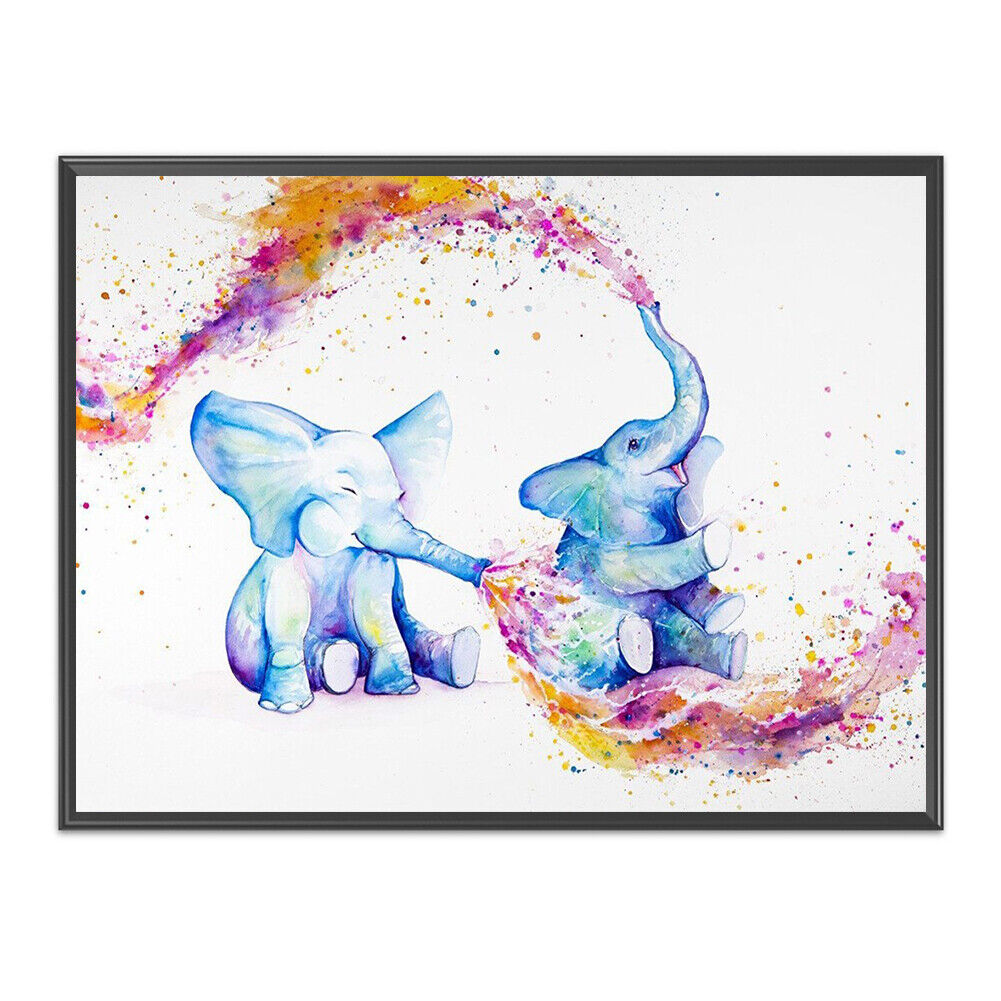 Full Cross Stitch 11CT Two Small Elephants Counted Embroidery DIY Animal