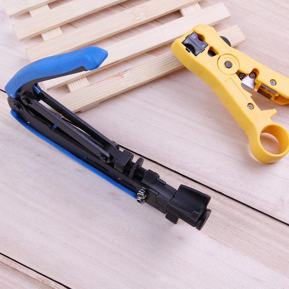 2pcs Coaxial Cable Crimp Pliers Stripper Compression Hand Tools Set