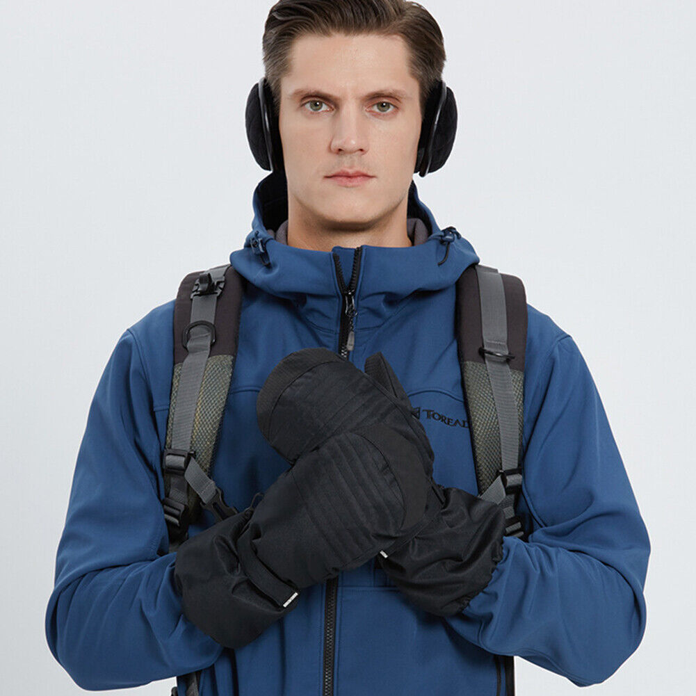 Waterproof Mittens Ski Gloves Women Men Fleece Winter Thickened Gloves (XL)