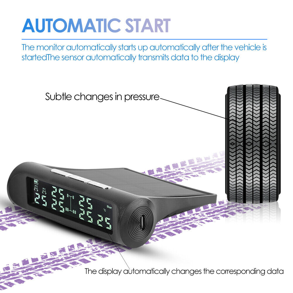 AN-07 Solar Truck TPMS LCD Display Tire Pressure Monitoring Alarm System