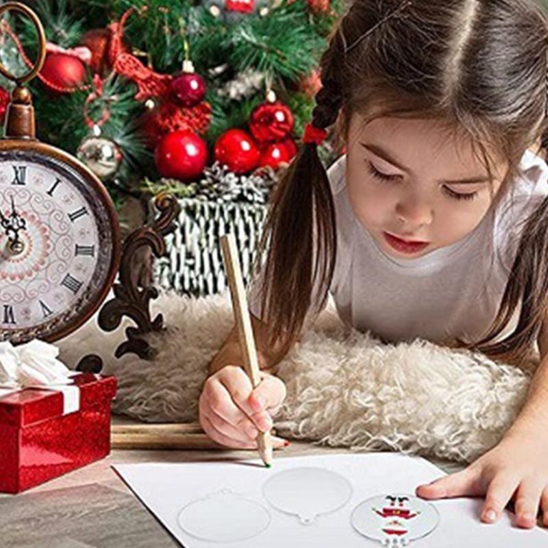 Clear Acrylic Christmas Ornament Blank DIY Decorating Sheet Pendant Funny Home