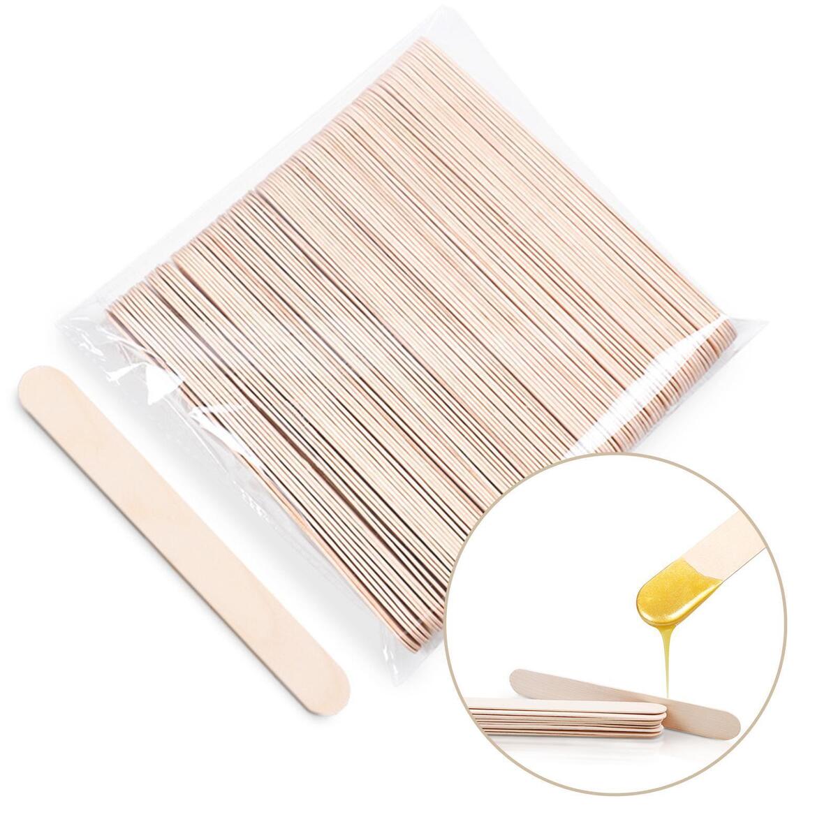 100x Wax Sticks Large Wooden Smooth Round Ended Spatula Mixing Paddles Stirrers