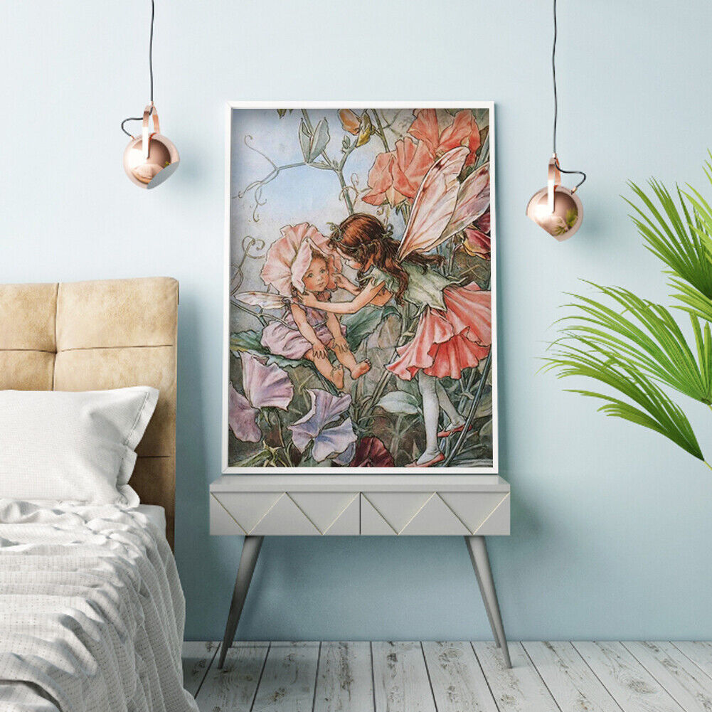 Home Decor Art 5D DIY Round Diamond Painting Fairies Mural Wall Pictures