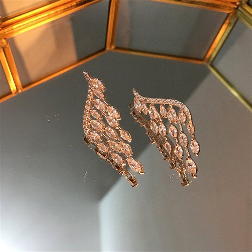 Drop Dangle Stud Earrings Ear Stud Ear Clip Angel Wings Earrings Rhinestone