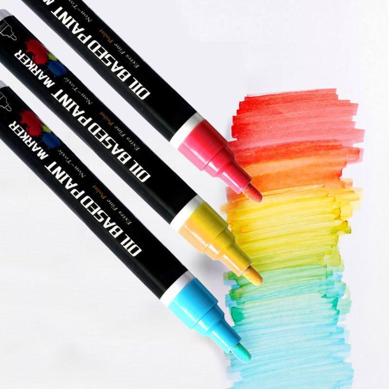 28 Colors Waterproof Metallic Oil Based Paint Marker Pen for Ceramic Rock Glass